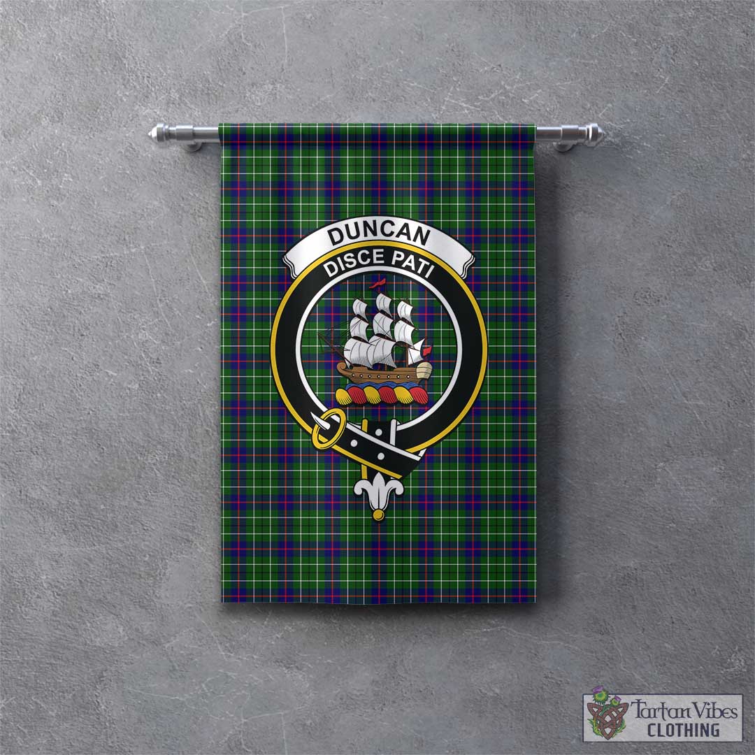 Tartan Vibes Clothing Duncan Modern Tartan Gonfalon, Tartan Banner with Family Crest