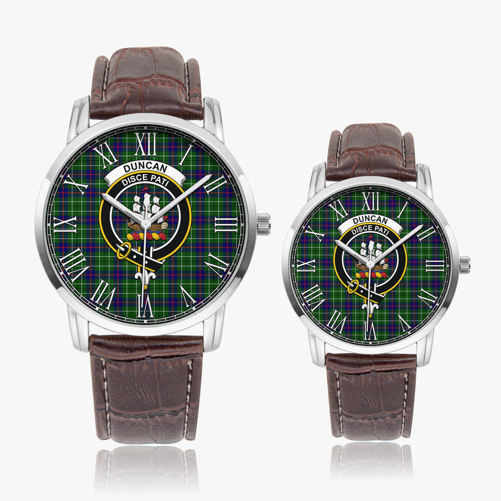 Duncan Modern Tartan Family Crest Leather Strap Quartz Watch - Tartanvibesclothing