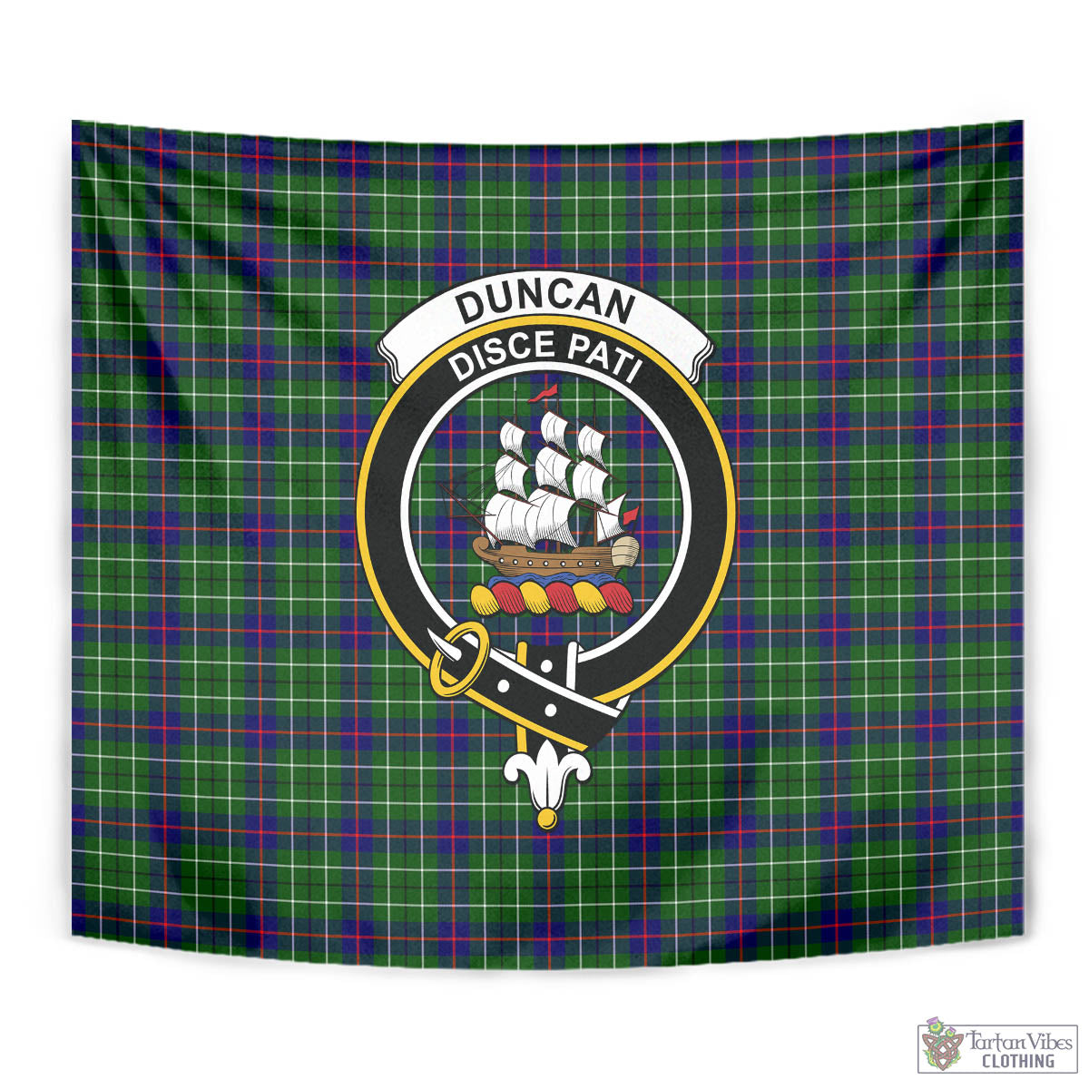 Tartan Vibes Clothing Duncan Modern Tartan Tapestry Wall Hanging and Home Decor for Room with Family Crest