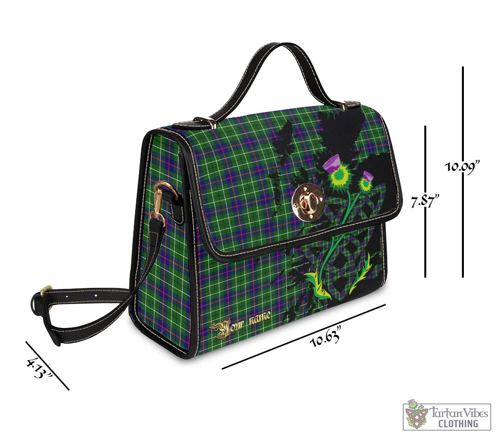 Tartan Vibes Clothing Duncan Modern Tartan Waterproof Canvas Bag with Scotland Map and Thistle Celtic Accents