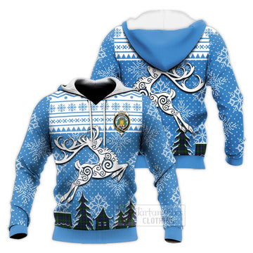 Dundas Clan Christmas Knitted Hoodie Celtic Reindeer Style