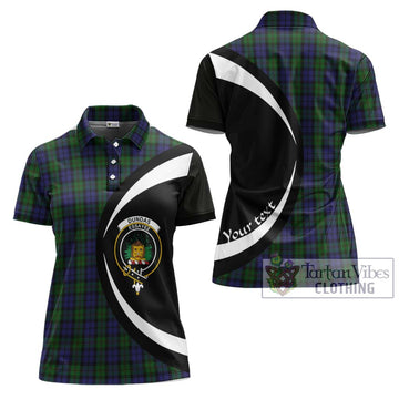 Dundas Tartan Women's Polo Shirt with Family Crest Circle Style