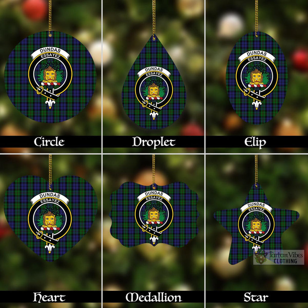 Tartan Vibes Clothing Dundas Tartan Christmas Aluminium Ornament with Family Crest