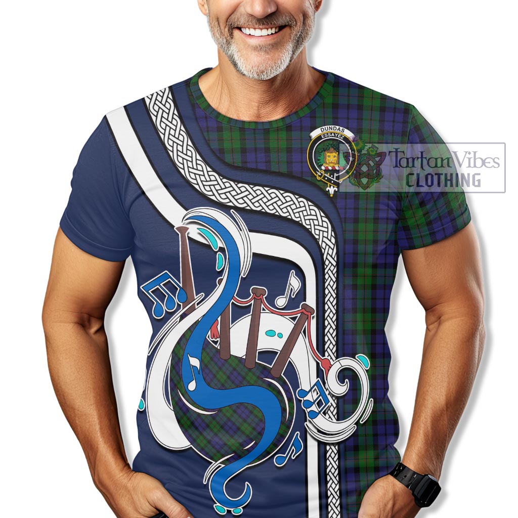 Tartan Vibes Clothing Dundas Tartan T-Shirt with Epic Bagpipe Style