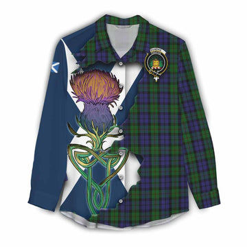 Dundas Tartan Family Crest Women's Casual Shirt Scottish Thistle Celtic Inspired Female - Tartan Vibes Clothing