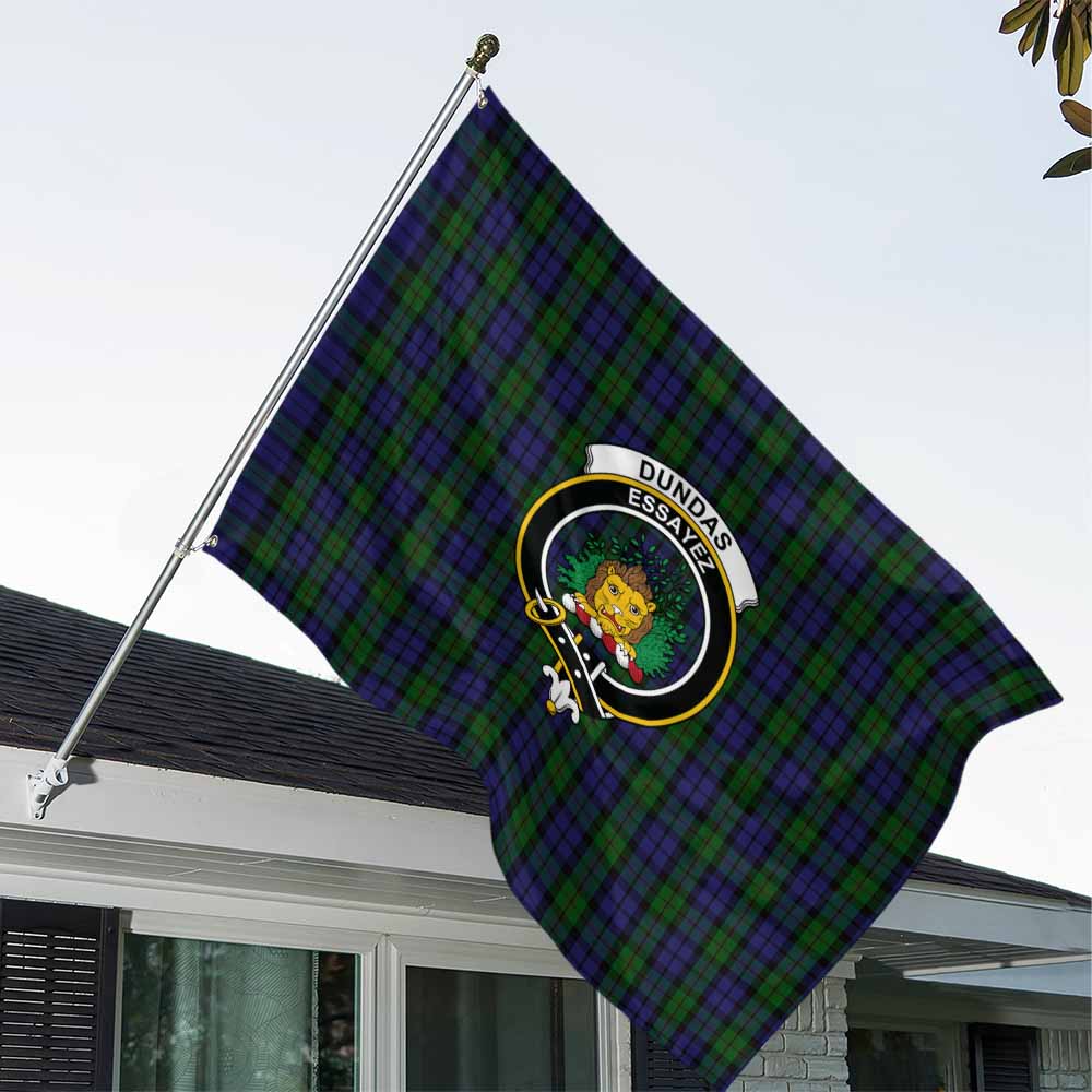 Tartan Vibes Clothing Dundas Tartan House Flag with Family Crest