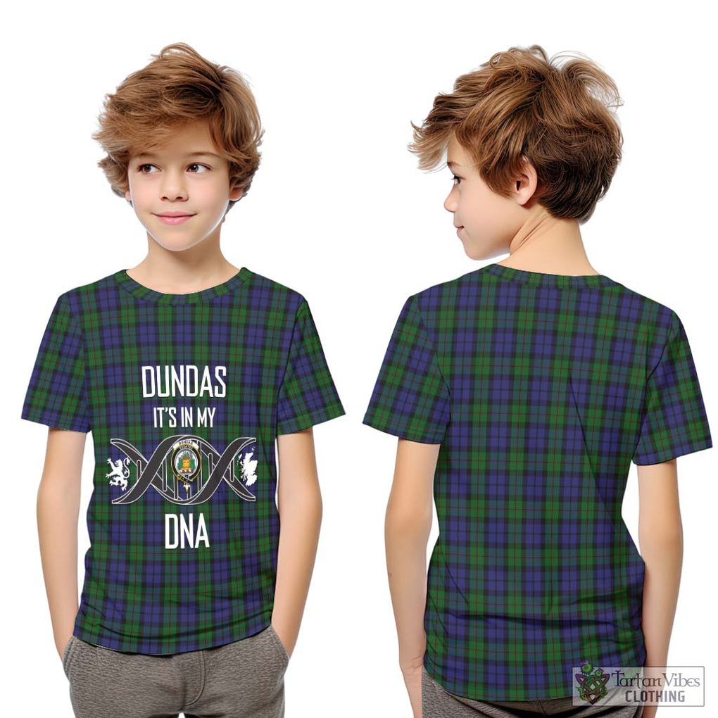 Dundas Tartan Kid T-Shirt with Family Crest DNA In Me Style Youth XL Size14 - Tartanvibesclothing Shop