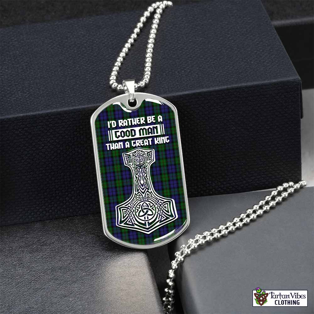 Dundas Tartan Dog Tag Necklace Viking Mjolnir Style Silver No - Tartan Vibes Clothing