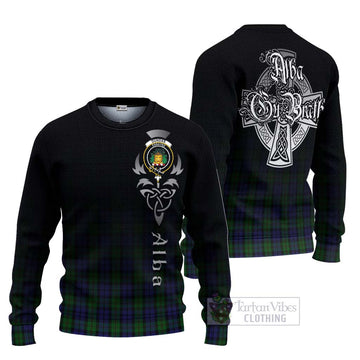 Dundas Tartan Knitted Sweater Featuring Alba Gu Brath Family Crest Celtic Inspired