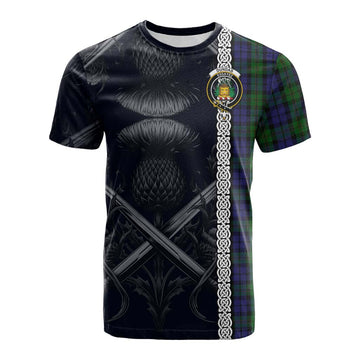Dundas Tartan Cotton T-shirt with Family Crest Cross Sword Thistle Celtic Vibes Kid's Shirt - Tartan Vibes Clothing