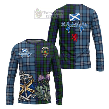 Dundas Tartan Long Sleeve T-Shirt Happy St. Andrew's Day Half Tartan Style Unisex - Tartan Vibes Clothing