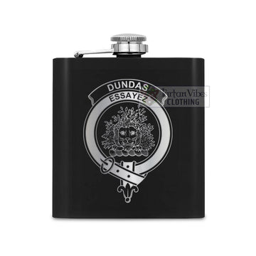 Dundas Crest Hip Flask Set 7oz Black Stainless Steel with A Gift Box