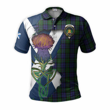 Dundas Tartan Family Crest Polo Shirt Scottish Thistle Celtic Inspired