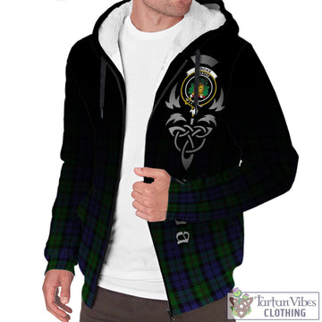 Dundas Tartan Sherpa Hoodie Featuring Alba Gu Brath Family Crest Celtic Inspired