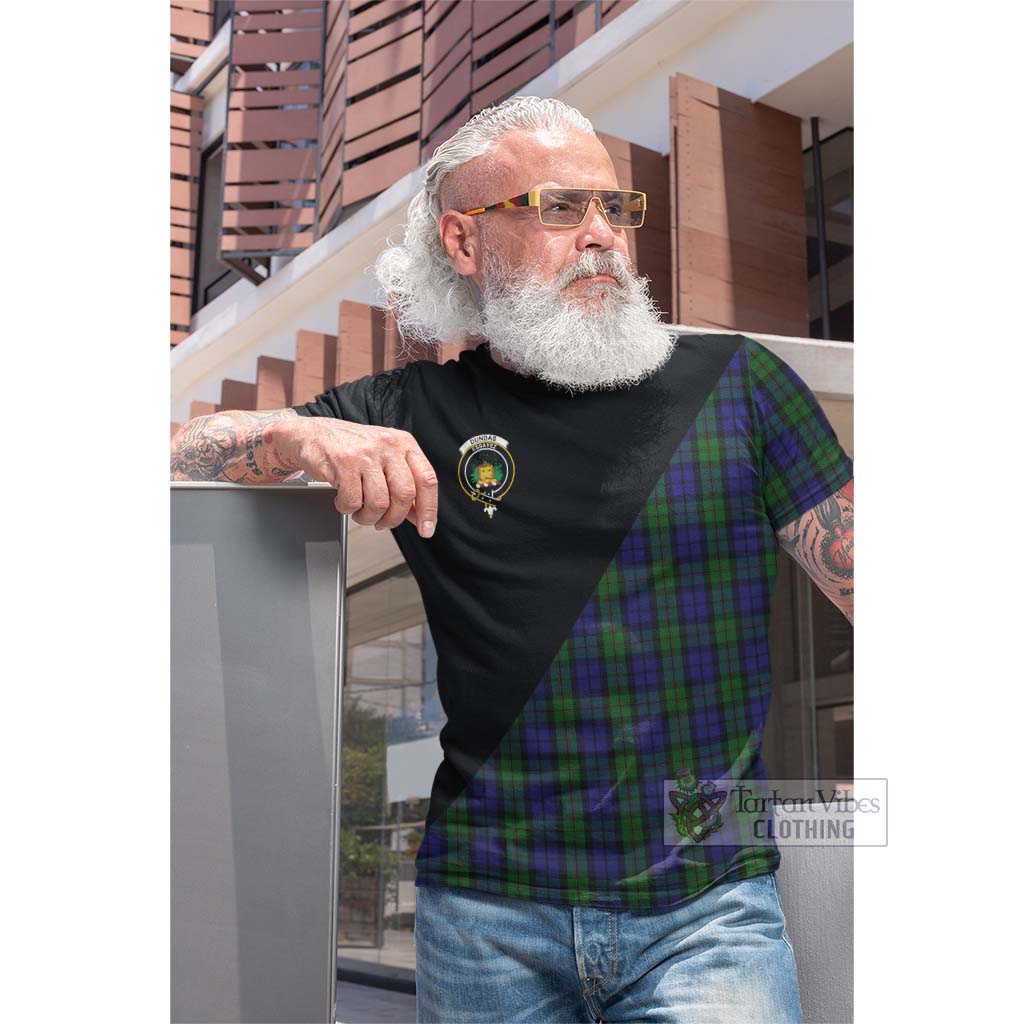 Tartan Vibes Clothing Dundas Tartan Cotton T-shirt with Family Crest and Military Logo Style