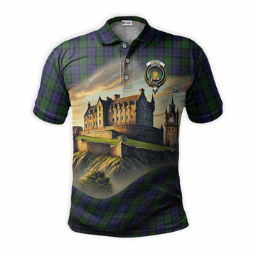 Dundas Tartan Family Crest Polo Shirt with Scottish Ancient Castle Style