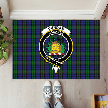 Dundas Tartan Door Mat with Family Crest