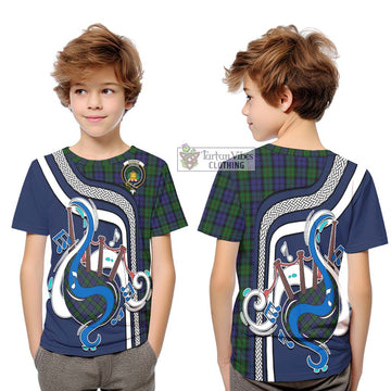 Dundas Tartan Kid T-Shirt with Epic Bagpipe Style