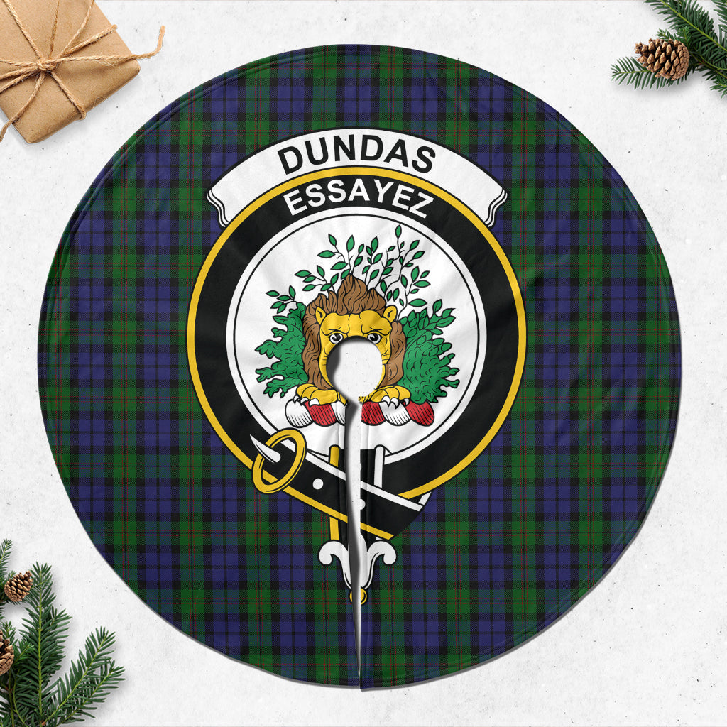 Dundas Tartan Christmas Tree Skirt with Family Crest - Tartanvibesclothing