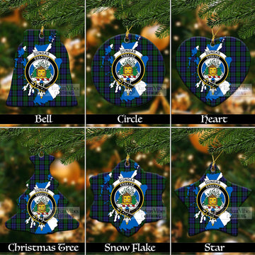 Dundas Tartan Christmas Ornament with Family Crest and Scotland Map