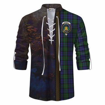 Dundas Tartan Family Crest Ghillie Kilt Shirt Alba Gu Brath Be Brave Lion Ancient Style Men - Tartan Vibes Clothing