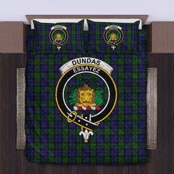 Dundas Tartan Quilt Bed Set with Family Crest