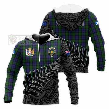 Dundas Crest Tartan Knitted Hoodie with New Zealand Silver Fern Half Style