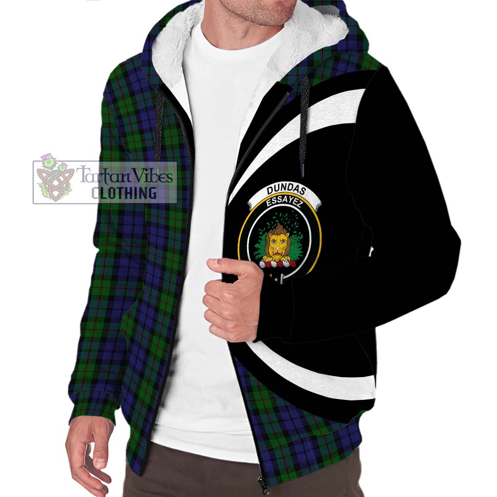 Tartan Vibes Clothing Dundas Tartan Sherpa Hoodie with Family Crest Circle Style