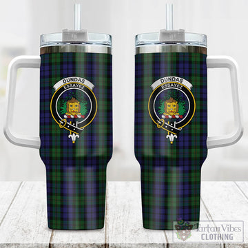 Dundas Tartan and Family Crest Tumbler with Handle