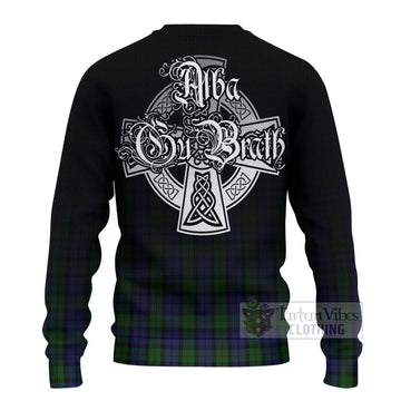 Dundas Tartan Knitted Sweater Featuring Alba Gu Brath Family Crest Celtic Inspired