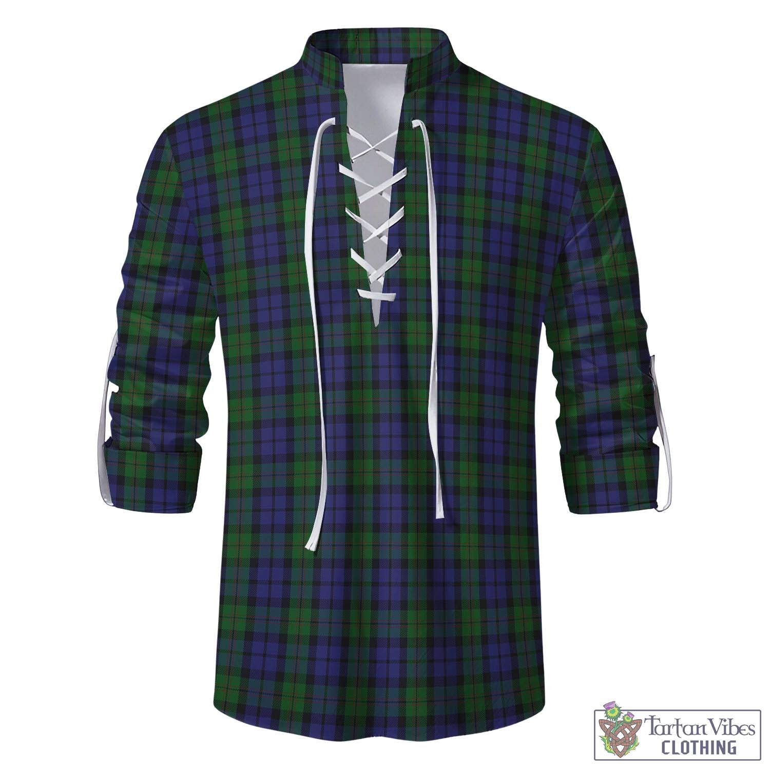 Tartan Vibes Clothing Dundas Tartan Men's Scottish Traditional Jacobite Ghillie Kilt Shirt