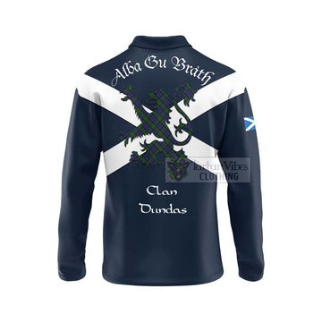 Dundas Tartan Lion Rampant Long Sleeve Polo Shirt Proudly Display Your Heritage with Alba Gu Brath and Clan Name - Tartan Vibes Clothing