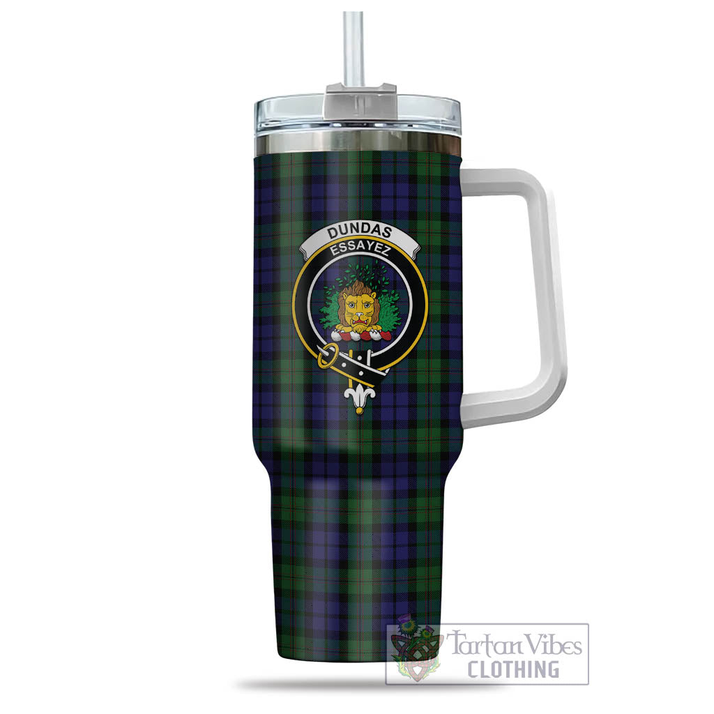 Tartan Vibes Clothing Dundas Tartan and Family Crest Tumbler with Handle