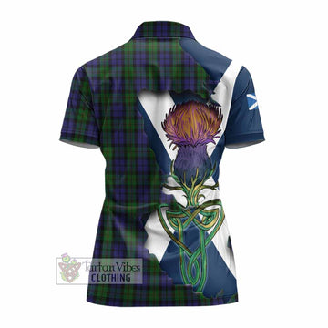 Dundas Tartan Family Crest Women's Polo Shirt Scottish Thistle Celtic Inspired