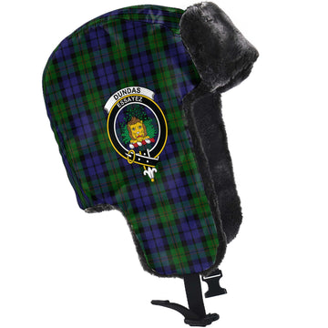 Dundas Tartan Winter Trapper Hat with Family Crest - Tartan Vibes Clothing