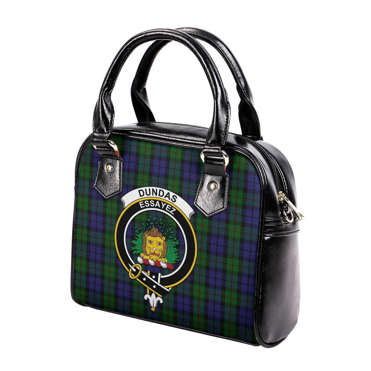 Dundas Tartan Shoulder Handbags with Family Crest - Tartanvibesclothing