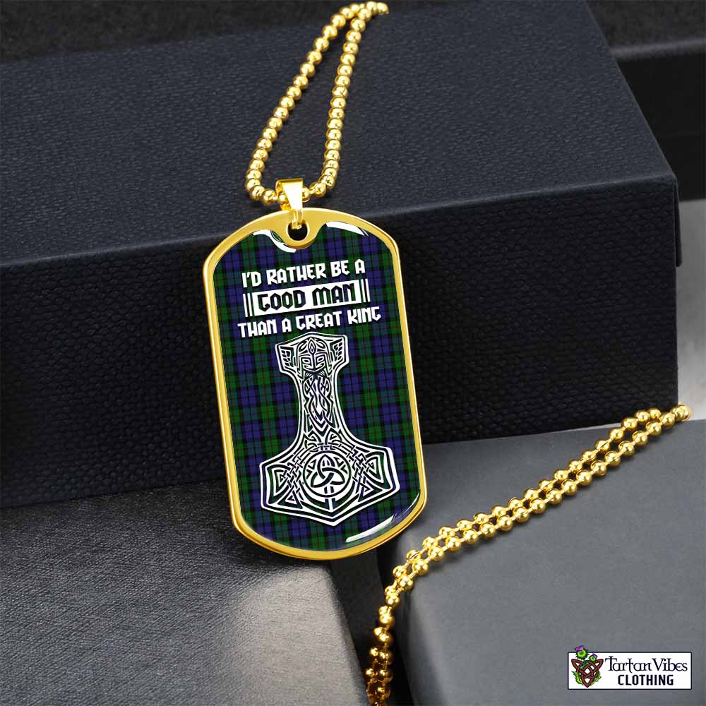 Dundas Tartan Dog Tag Necklace Viking Mjolnir Style Gold No - Tartan Vibes Clothing