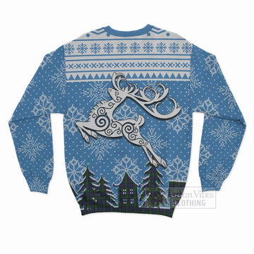 Dundas Clan Christmas Sweatshirt Celtic Reindeer Style - Tartan Vibes Clothing