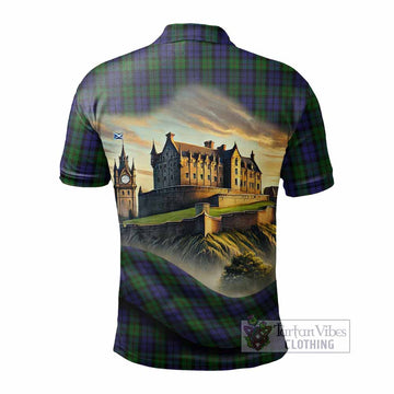 Dundas Tartan Family Crest Polo Shirt with Scottish Ancient Castle Style