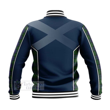 Dundas Tartan Baseball Jacket with Family Crest and Scottish Thistle Vibes Sport Style - Tartan Vibes Clothing