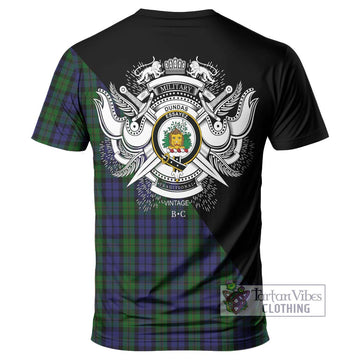 Dundas Tartan T-Shirt with Family Crest and Military Logo Style