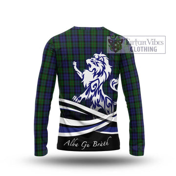 Dundas Tartan Long Sleeve T-Shirt with Alba Gu Brath Regal Lion Emblem - Tartan Vibes Clothing