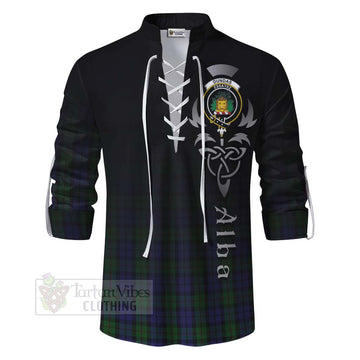 Dundas Tartan Ghillie Kilt Shirt Featuring Alba Gu Brath Family Crest Celtic Inspired - Tartan Vibes Clothing