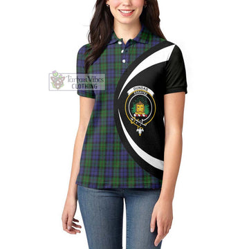 Dundas Tartan Women's Polo Shirt with Family Crest Circle Style