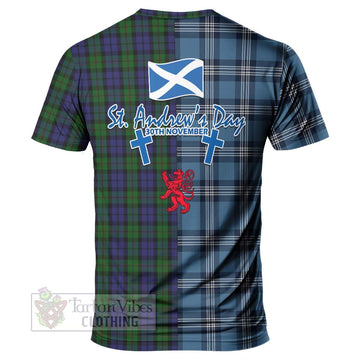 Dundas Tartan T-Shirt Happy St. Andrew's Day Half Tartan Style