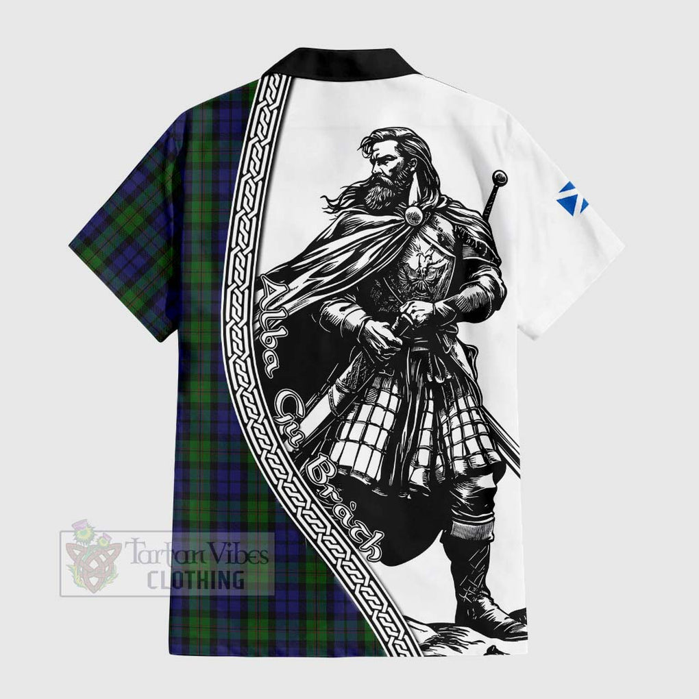 Dundas Tartan Clan Crest Hawaiian Shirt with Highlander Warrior Celtic Style - Tartan Vibes Clothing