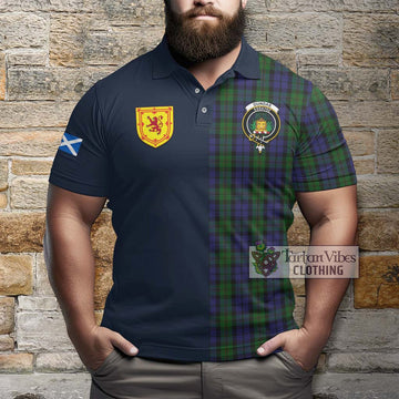 Dundas Tartan Polo Shirt Alba with Scottish Lion Royal Arm Half Style - Tartan Vibes Clothing