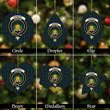 Dundas Tartan Christmas Ornaments with Family Crest