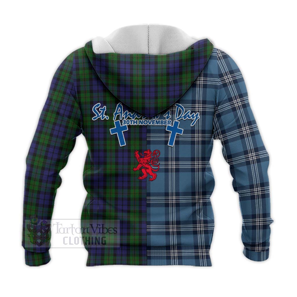 Tartan Vibes Clothing Dundas Tartan Knitted Hoodie Happy St. Andrew's Day Half Tartan Style