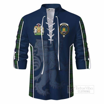 Dundas Tartan Ghillie Kilt Shirt with Family Crest and Lion Rampant Vibes Sport Style - Tartan Vibes Clothing